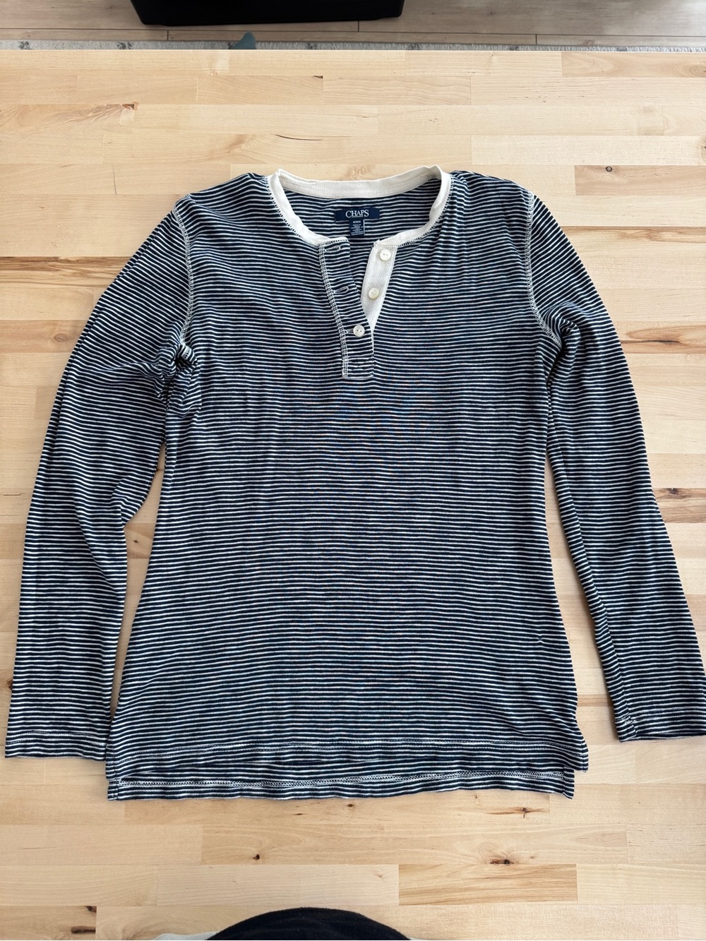 Chaps Long Sleeve Striped Henley